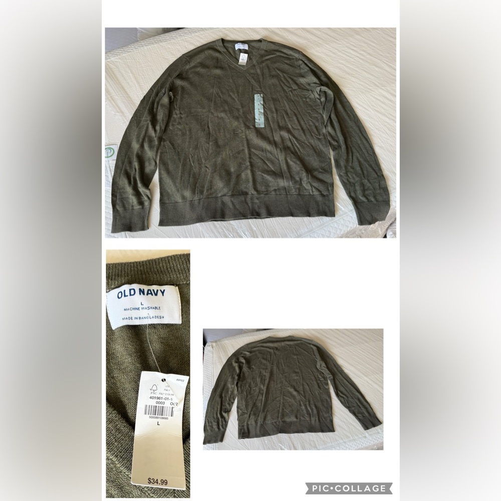 NWT Old Navy Men's Army Camo Green Olive Crewneck Sweater Large